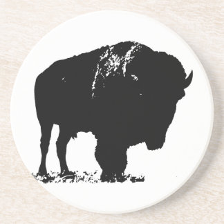 Dessous De Verre En Grès Bison de bison noir et blanc Pop Art
