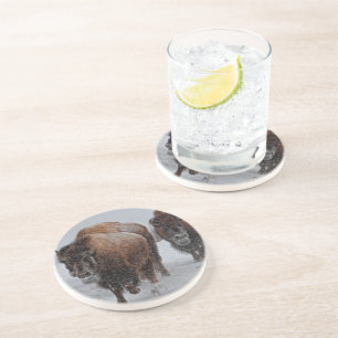 Dessous De Verre En Grès Bison de Yellowstone