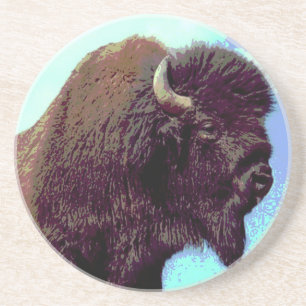 Dessous De Verre En Grès Bison Pop Art