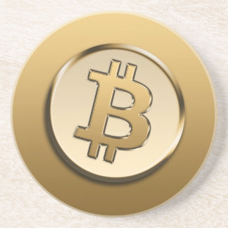 Dessous de verre en grès Bitcoin doré