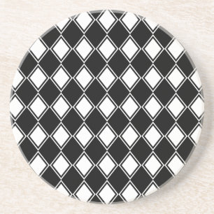 Dessous De Verre En Grès black and white harlequin diamond pattern