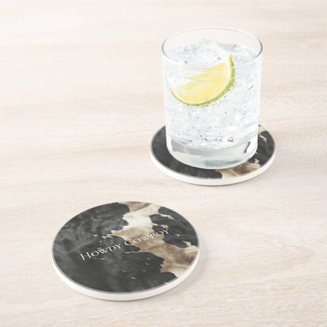 Dessous De Verre En Grès Black Champagne Gold Cowhide (Côté)