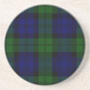 Dessous De Verre En Grès Black Watch Tartan bleu vert Plaid