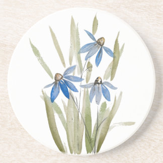 Dessous de verre en grès bleu Daisies