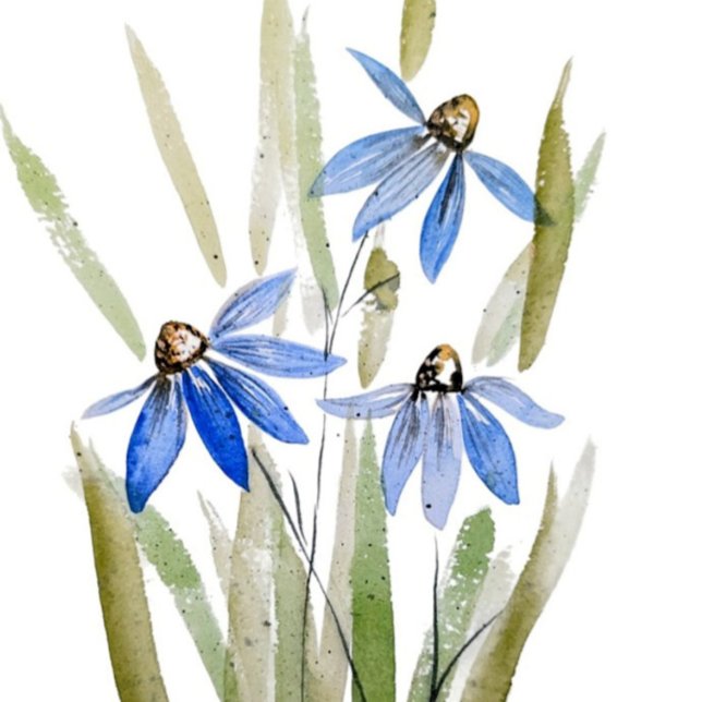 Dessous de verre en grès bleu Daisies (Créateur téléchargé)