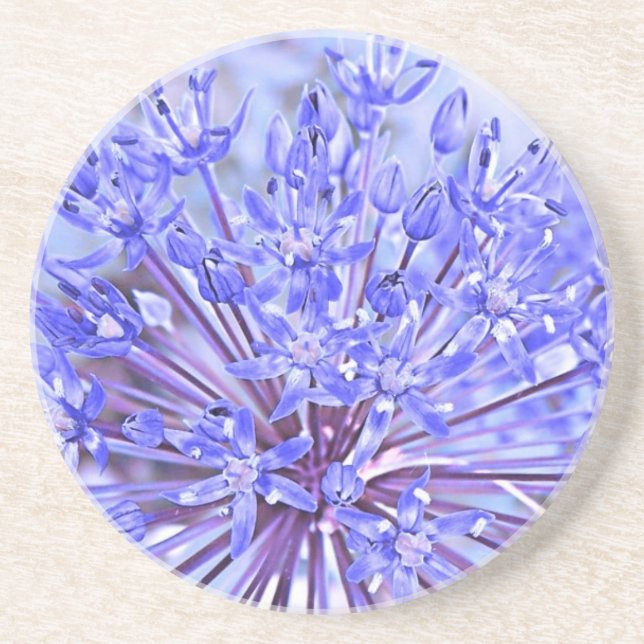Dessous De Verre En Grès Bleu de fleur d'allium (Devant)