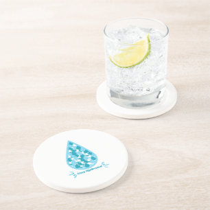 Dessous De Verre En Grès Bleu et blanc Restez Hydraté