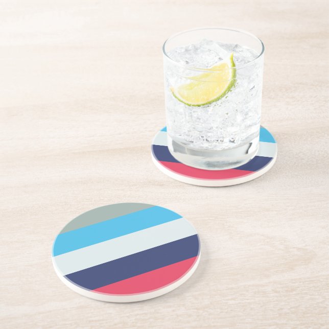 Dessous De Verre En Grès Bleu Et Bourgogne (Côté)