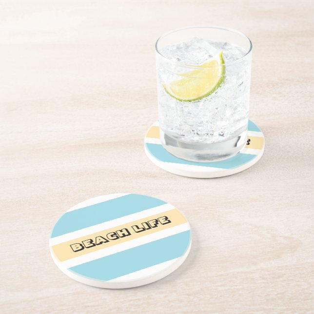Dessous De Verre En Grès Bleu Et Jaune (Côté)