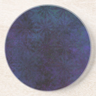 Dessous De Verre En Grès Bleu et violet Abstrait, Art numérique Grungy