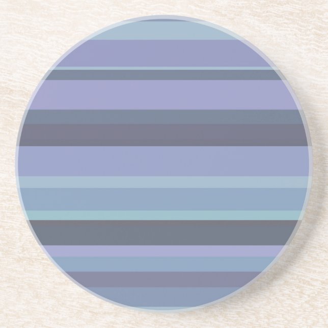 Dessous De Verre En Grès Bleu-gris, bandes horizontales (Devant)