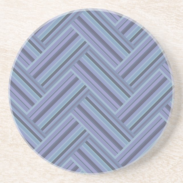 Dessous De Verre En Grès Bleu gris rayures motif double tissage (Devant)