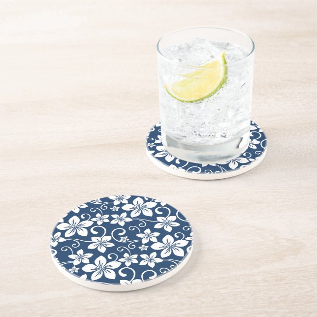 DESSOUS DE VERRE EN GRÈS BLEU HAWAII (BLEU DE LA MARINE) (Côté)