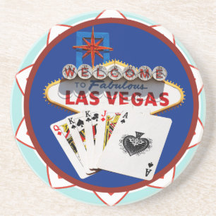 Dessous De Verre En Grès Bleu Las Vegas Affiches de bienvenue Poker Chip