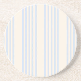 Dessous De Verre En Grès Bleu pâle et beige cinq rayures motif