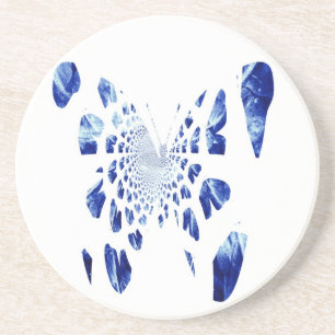 Dessous De Verre En Grès Bleu Papillon ailes