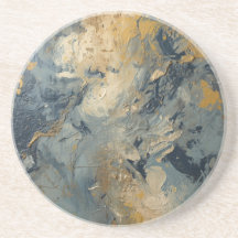 Bleu poussiéreux, bleu marine, or moutarde, abstra