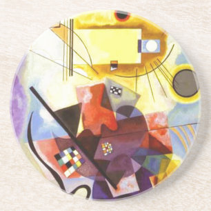Dessous De Verre En Grès Bleu rouge jaune Kandinsky peinture Abstraite