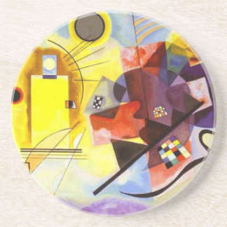 Dessous De Verre En Grès Bleu rouge jaune Kandinsky peinture Abstraite