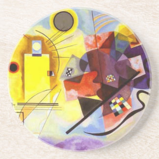 Dessous De Verre En Grès Bleu rouge jaune Kandinsky peinture Abstraite
