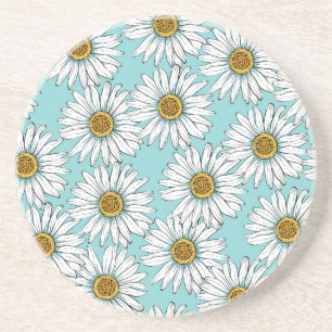 Dessous De Verre En Grès Bleu Vintage marguerite