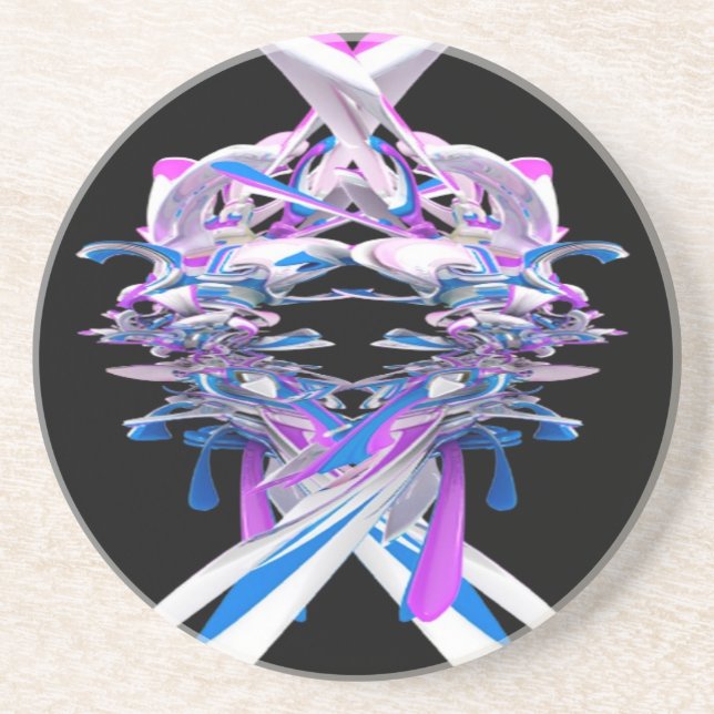 Dessous De Verre En Grès Bleu violet et blanc éclat 3D (Devant)