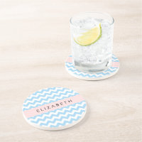 Bleu Zigzag, Bleu Chevron, Vague Motif, Votre Nom