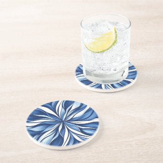 Dessous De Verre En Grès Bliss Bleus : Art Floral Bio en Bleu et Blanc