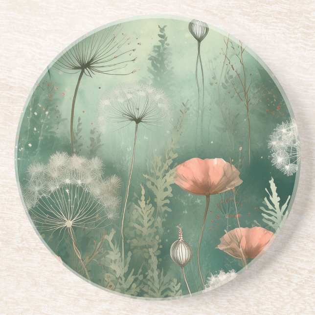 Dessous De Verre En Grès Bliss botaniques : Fleur générée par l'IA (Devant)