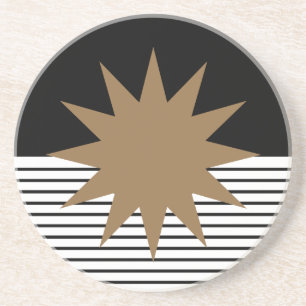 Dessous De Verre En Grès Blocage noir blanc et soleil Brown