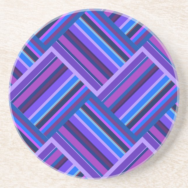 Dessous De Verre En Grès Blue and purple stripes weave (Devant)