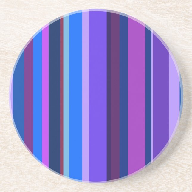 Dessous De Verre En Grès Blue and purple vertical stripes (Devant)