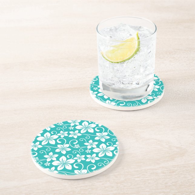 DESSOUS DE VERRE EN GRÈS BLUE HAWAII (TURQUOISE) (Côté)