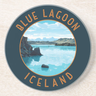 Dessous De Verre En Grès Blue Lagoon Islande Cercle en détresse