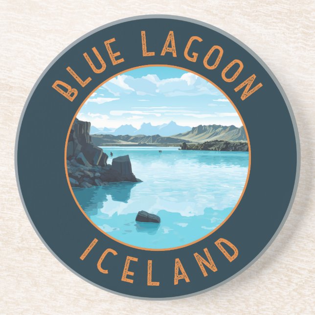 Dessous De Verre En Grès Blue Lagoon Islande Cercle en détresse (Devant)