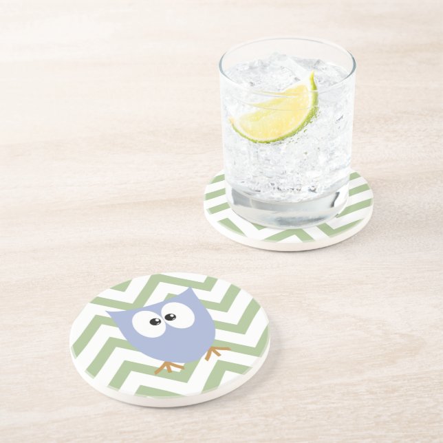 Dessous De Verre En Grès Blue Owl Baby Boy (Côté)