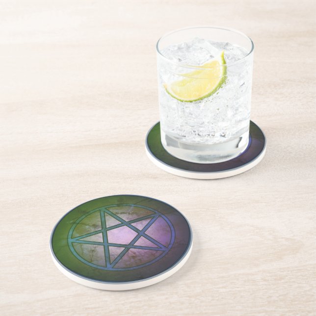 Dessous De Verre En Grès Blue Pentacle (Côté)