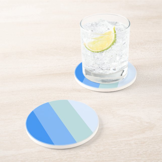 Dessous De Verre En Grès Blue Stripes Maritime (Côté)