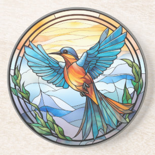 Dessous De Verre En Grès Bluebird en verre doux