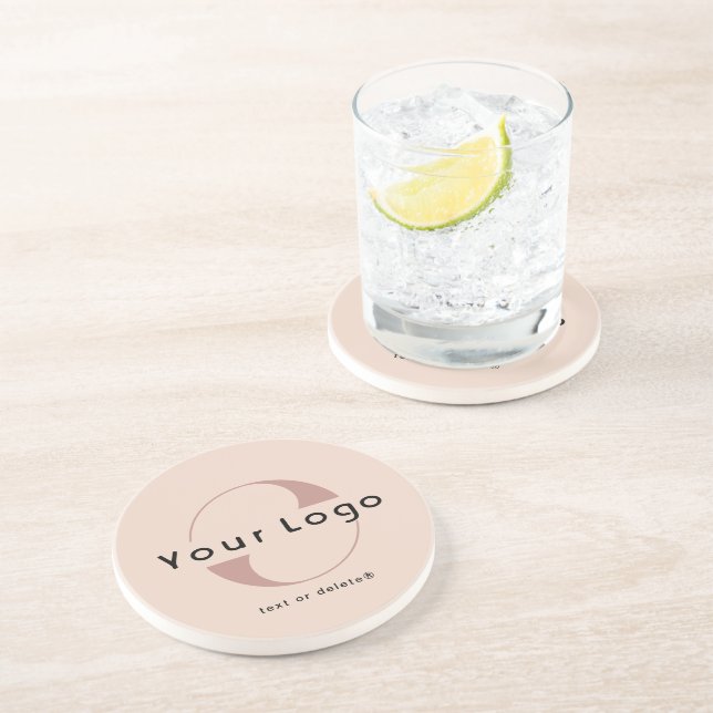 Dessous De Verre En Grès Blush Beige Company Logo Business Round Sandstone (Côté)