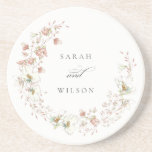 Dessous De Verre En Grès Blush White Rustic Meadow Floral Wreath Mariage<br><div class="desc">Si vous avez besoin d'une personnalisation supplémentaire,  n'hésitez pas à m'envoyer un message sur yellowfebstudio@gmail.com .</div>