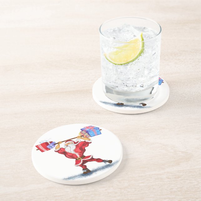 Dessous De Verre En Grès Bodybuilder Santa Claus avec cadeaux de Noël - Amu (Côté)