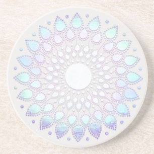 Dessous De Verre En Grès Boho Floral Lotus Mandala