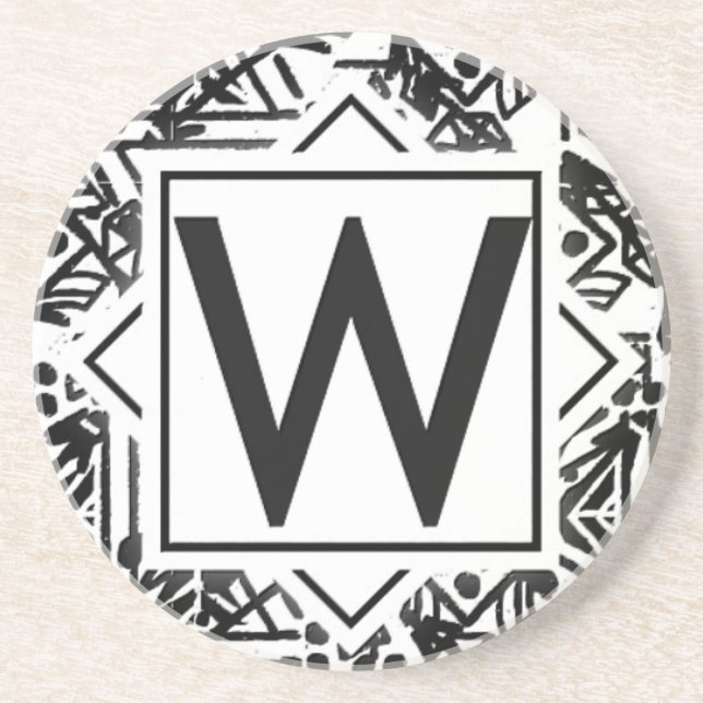 Dessous De Verre En Grès Boho W Monogramme (Devant)