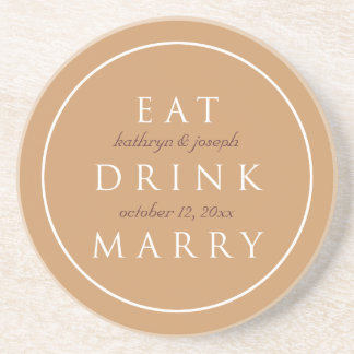 Dessous De Verre En Grès BOIRE BOIRE MARRY sentiment marron personnalisé ma