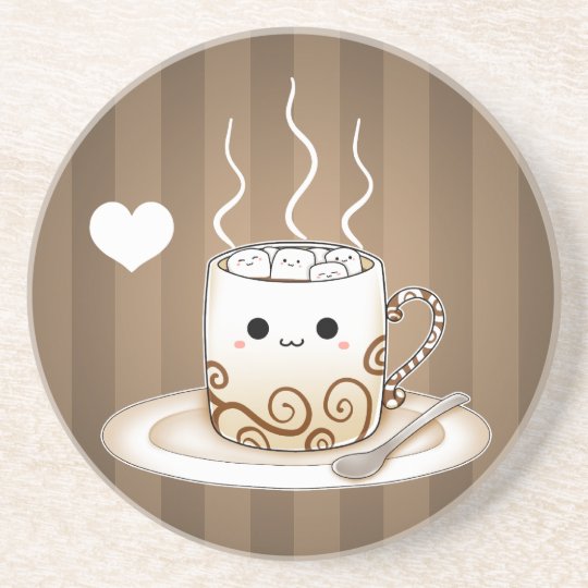 Dessous De Verre En Gres Boisson Chaude De Cacao De Kawaii Mignon Zazzle Fr