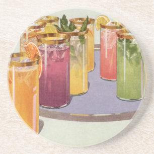 Dessous De Verre En Grès Boissons Vintage, Boissons avec glaçons sur un pla