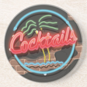 Dessous De Verre En Grès Boîte de nuit Cocktails Neon