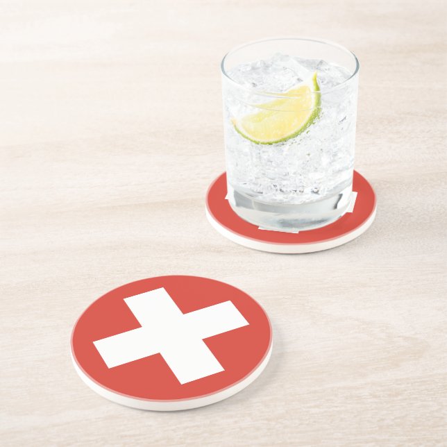 Dessous De Verre En Grès Boitier de téléphone indicateur Suisse (Côté)