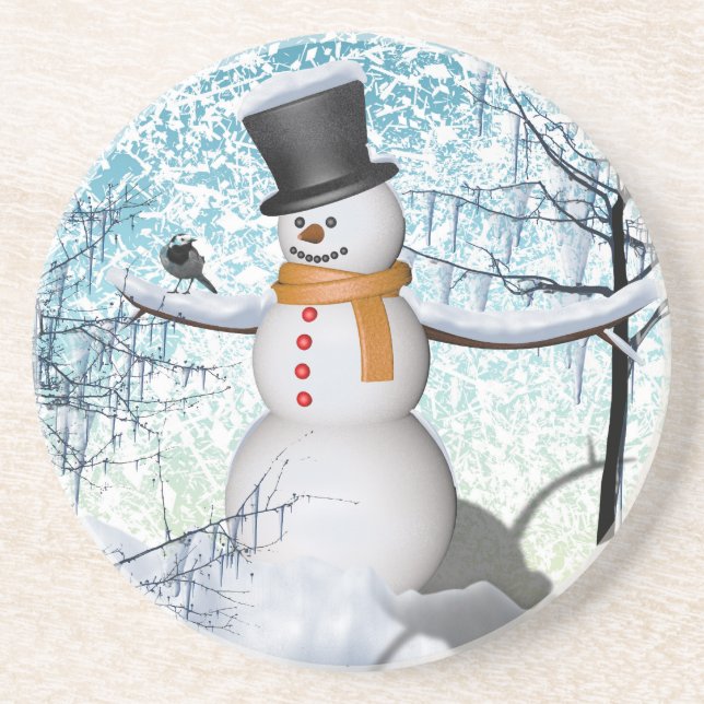 Dessous De Verre En Grès Bonhomme de neige (Devant)